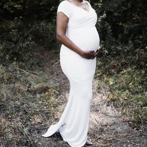 Pink Blush White maternity dress